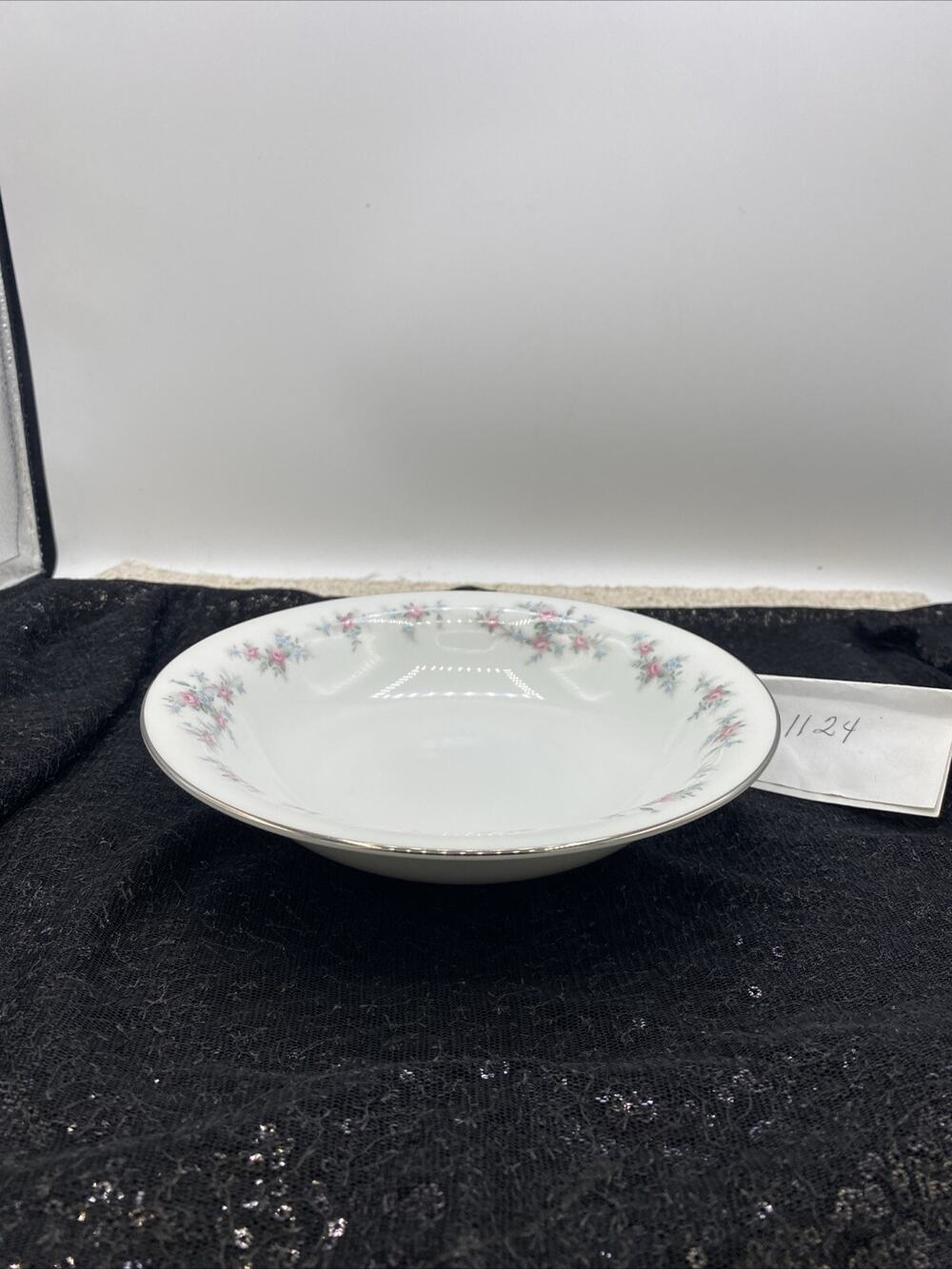 Noritake “Lila” Round Vegetable Bowl Silver Trimmed Vintage China 7.25”